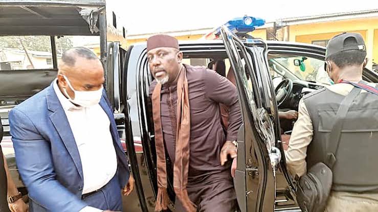 Former Imo governor Rochas Okorocha, questioned in an alleged forgery investigation.